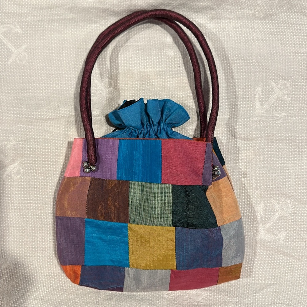 Gently Used Small Colorful Patchwork Handbag - image 2